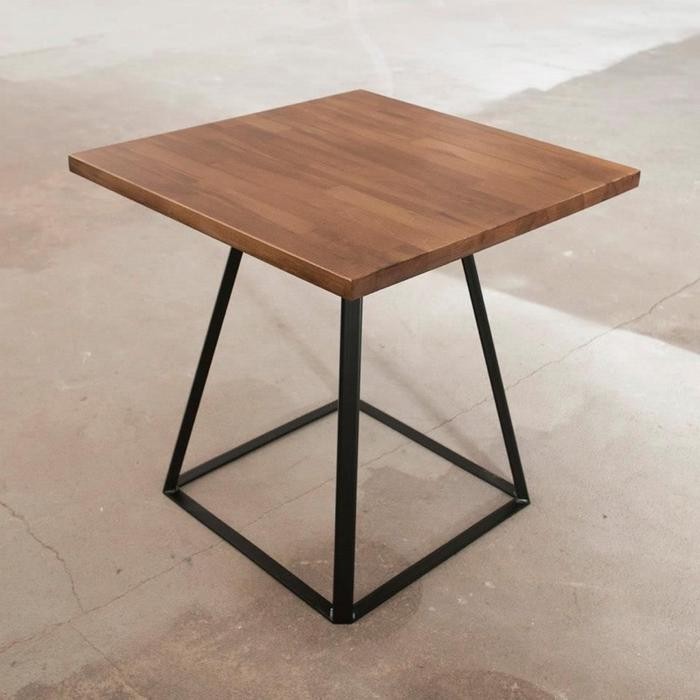 Meja kopi - meja cafe kayu jati kaki besi - coffe table - meja cafe & resto