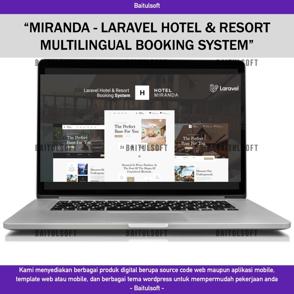 SOURCE CODE APLIKASI WEB MIRANDA - LARAVEL HOTEL & RESORT MULTILINGUAL BOOKING SYSTEM D405 BAITULSOF