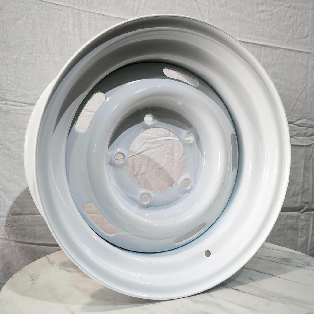4 buah Velg Besi FT1501 16x8.0 6H 139.7 ET-28 110 WHITE Dop Chrome  Ring 16 R16 lebar 7 SMOOTHIE Cla