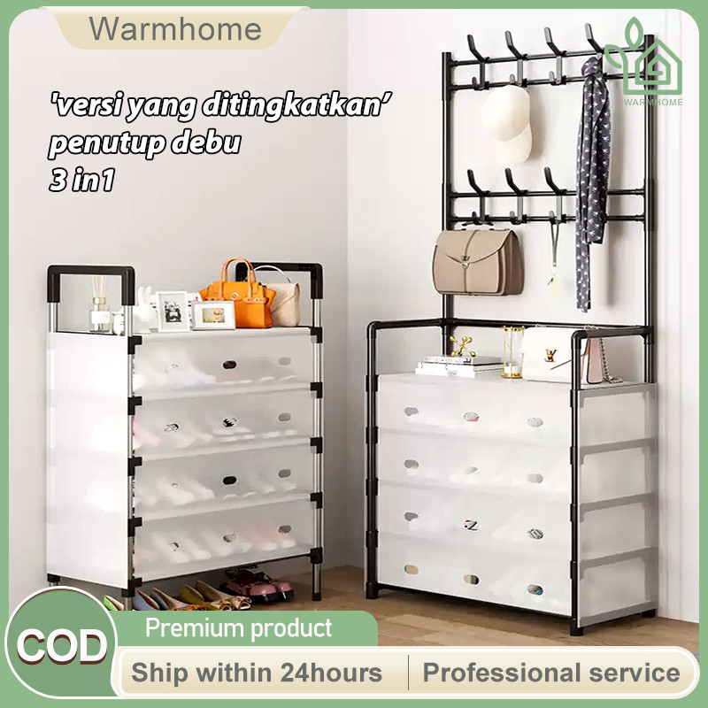 COD Rak Penyimpanan rak sepatu tertutup anti debu Pakaian Gantung Rak Sepatu Rak Sepatu Hanger Tas T