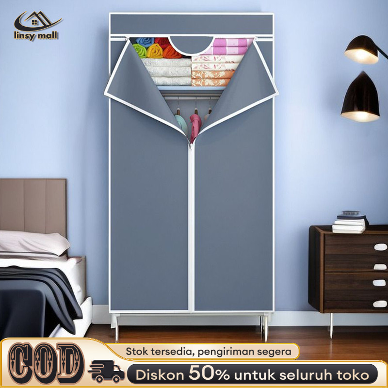 Lemari Pakaian Kain Lemari Portable /3 sekat lemari baju/Kain Portable lemari/lemari kain/Lemari Pak