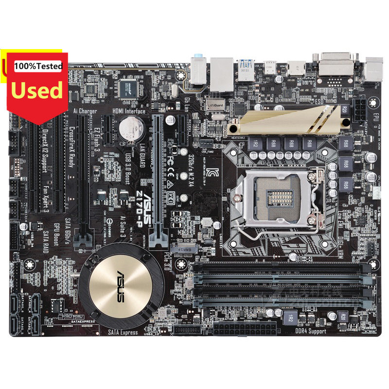 Asus Z170-P Desktop Motherboard Z170 Socket LGA 1151 i7 i5 i3 DDR4 64G M.2 SATA3 USB3.0 ATX Used