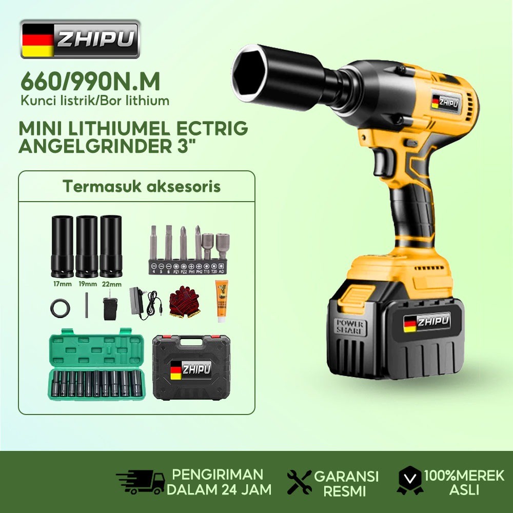 ZHIPU Kunci baterai 660/990N.M Kunci impact baterai Kunci listrik Kunci impact elektrik Electric wre