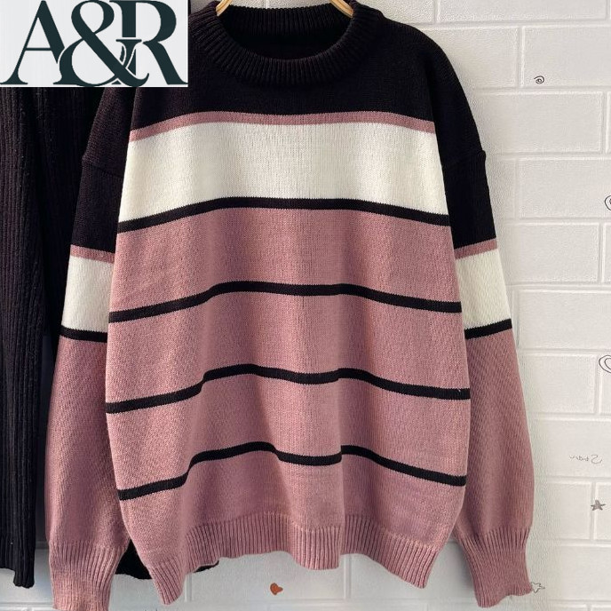 A&R l Atasan Baju Rajut Wanita Lena Sweater Oversize Korean | Sweater Wanita Bahan Rajut Premium Hal