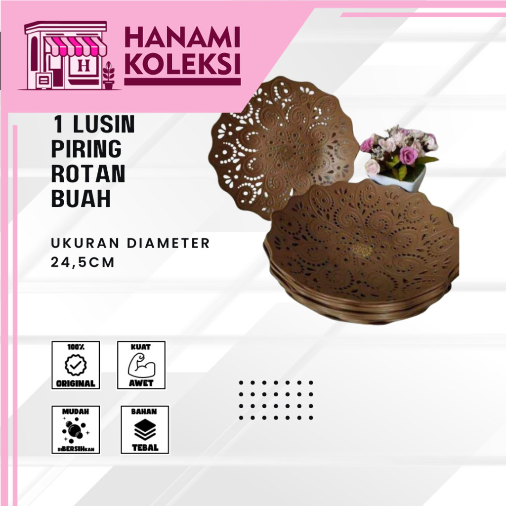 SALE [1 LUSIN] PIRING ROTAN BUAH ANYAM BAHAN PLASTIK TEBAL BERKUALITAS PIRING PLASTIK NAMPAN PLASTIK