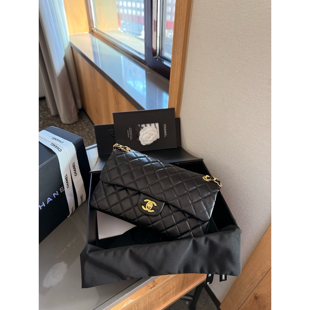 Medium Classic Lambskin double flap black /Cf /Crossbody Bag Women's Shoulder Bag[Box +dust bag]