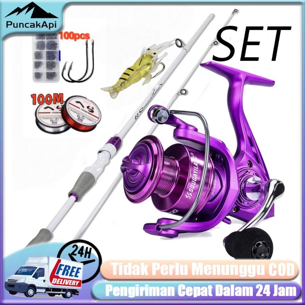 Sougayilang Set Joran Pancing Set 1.8M Reel Pancing 1000-7000 Joran UL Carbon Pancingan Set Lengkap