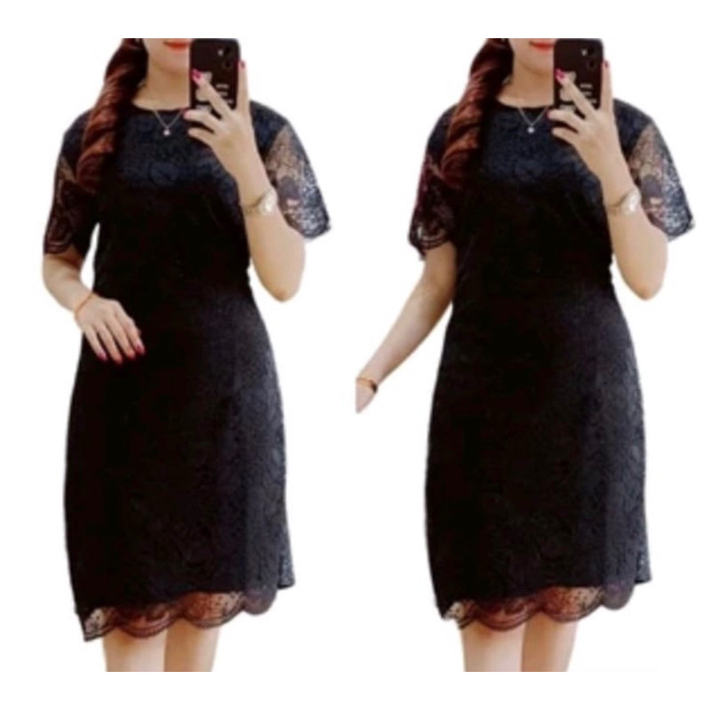 BRIGIXSHOP Dress Brokat Full Furing Dress Brokat Slim Dress Natal Midi Dress Dress Kondangan