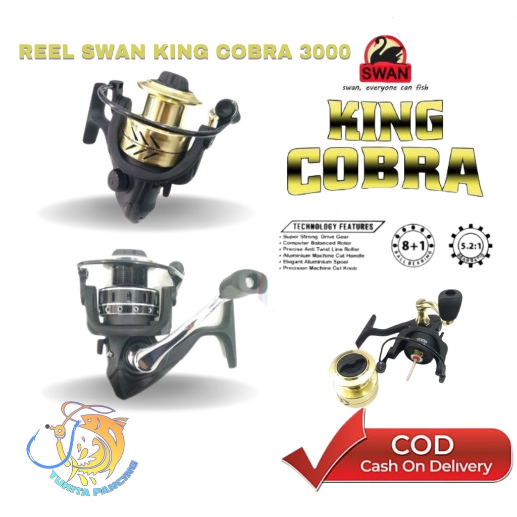 Reel Pancing Swan King Cobra 3000 8+1 Ball Bearing / Reel One Way Swan King Cobra 3000