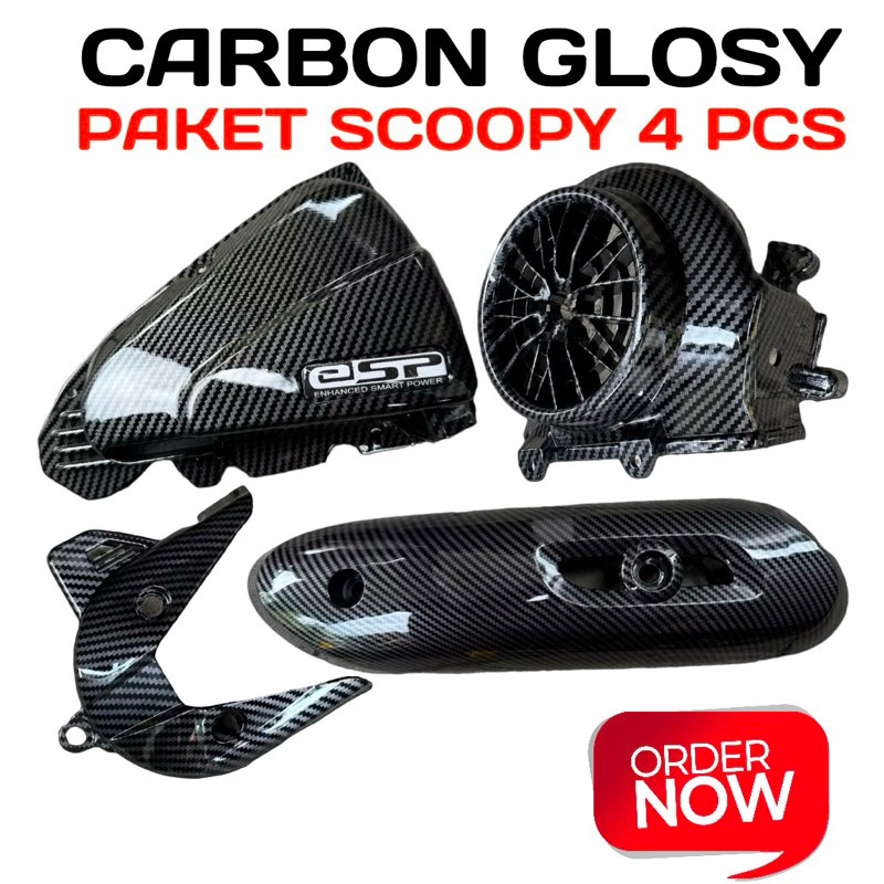 PAKETAN SCOOPY ESP 4 PCS 2017- 2020 / Paketan carbon scoopy / set caron scoopy 2015 / 2019 VARIASI.C