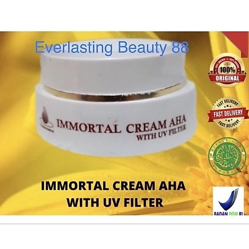 Immortal cream AHA with UV Filter - sunscreen krim SPF 30 - sunblock pencerah pelembab - Anti Aging 