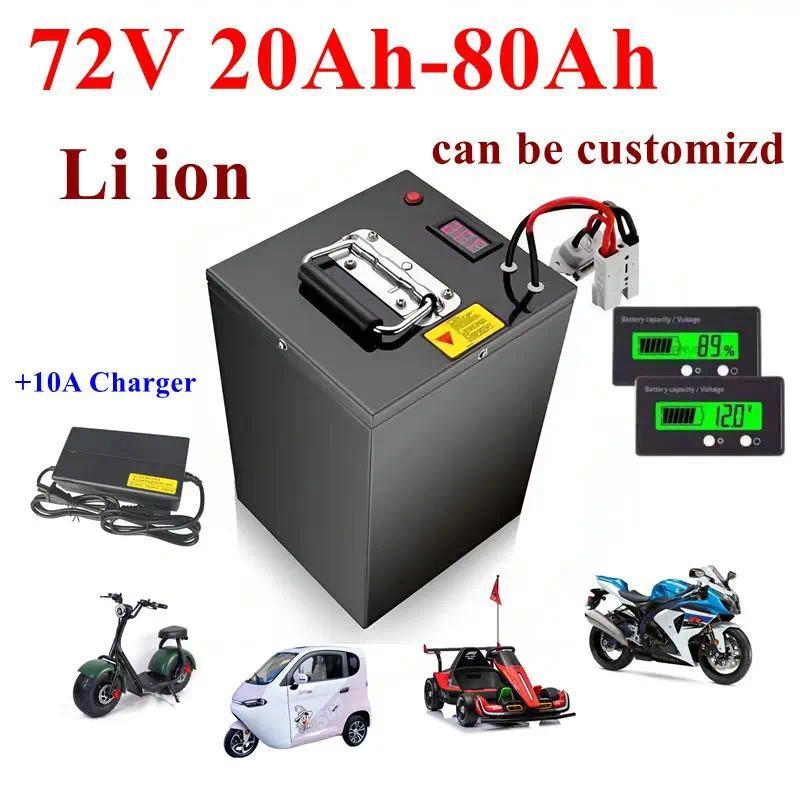 Baterai Lithium-ion 72V 20AH 30AH 40Ah 50AH 60AH 70AH 80Ah dengan BMS untuk sepeda motor, mobil list