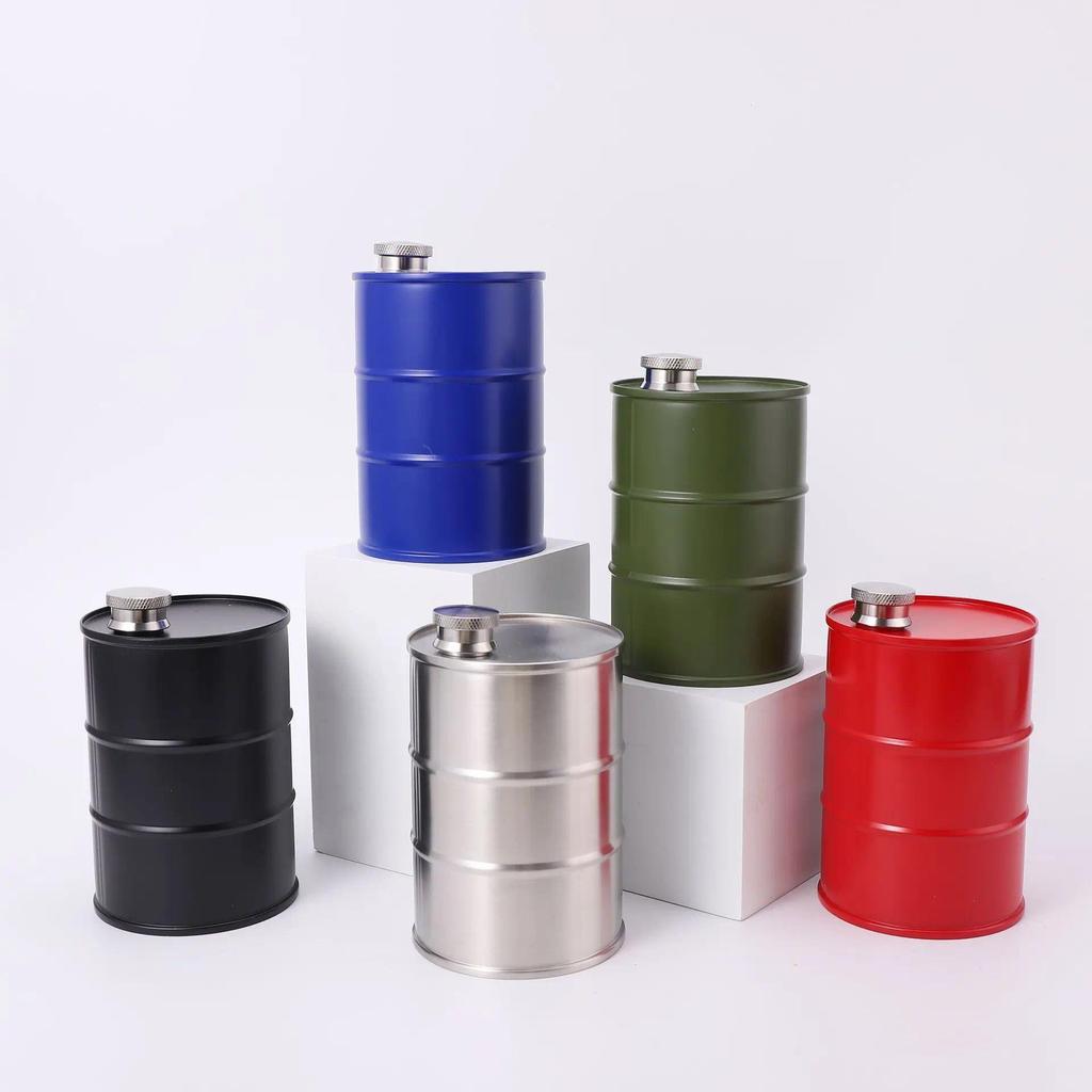 Portable Stainless Steel Hip Flask Travel Barrel Wine Pot Bottle 350ml/750ml Cylinde Wine Barrel Jug