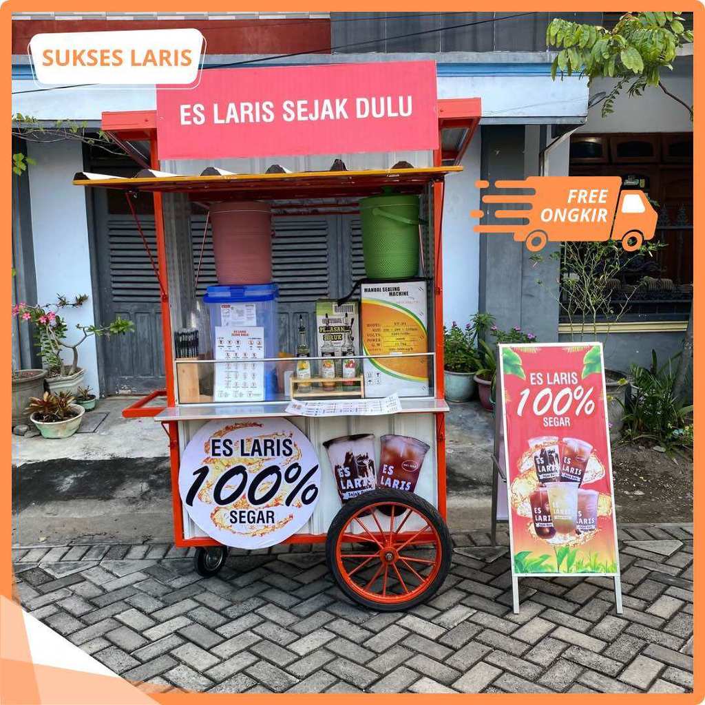 PAKET USAHA ES LARIS LENGKAP | PAKET USAHA MINUMAN LARIS | BOOTH CONTAINER | GEROBAK DORONG | ROMBON