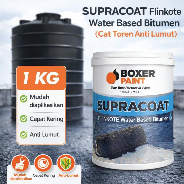 (1 KG) Cat Tangki Toren Air Anti Lumut SUPRACOAT Flinkote Water Based Bitumen