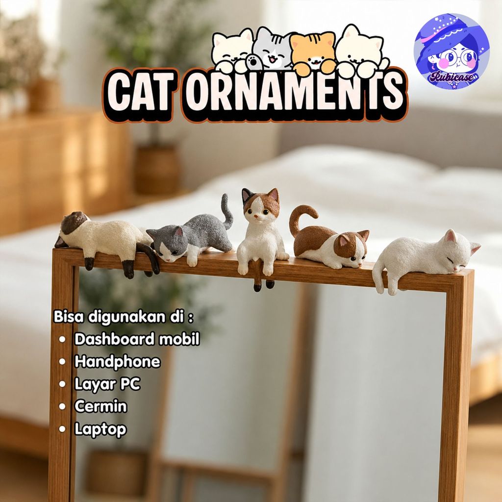 Ornamen Miniatur Multi Kucing | Hippers Hp | Dashboard | Dekorasi Hiasan PC Meja Belajar | Phone Hip