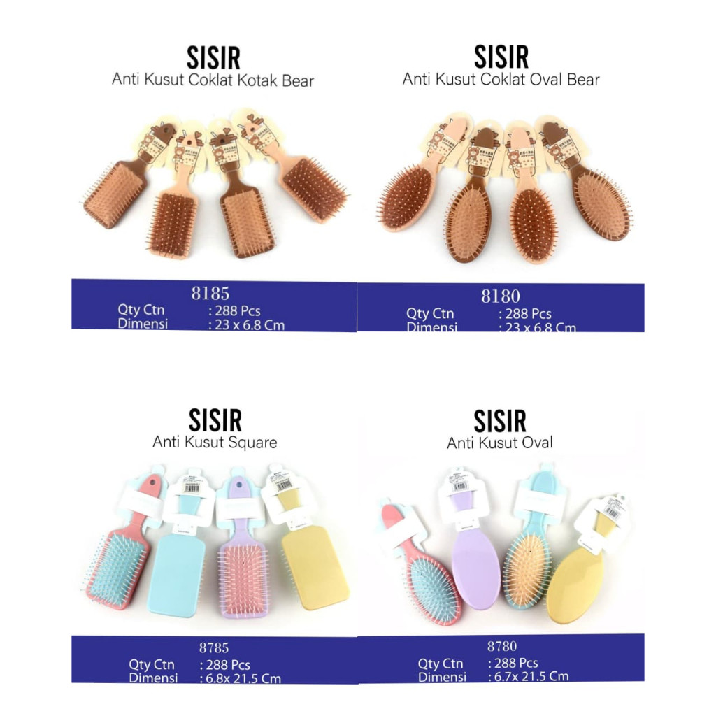 Sisir Anti Kusut Blow Warna / Hair Brush Blow Mix Warna / Sisir Duri Oval / Sisir Duri Kotak
