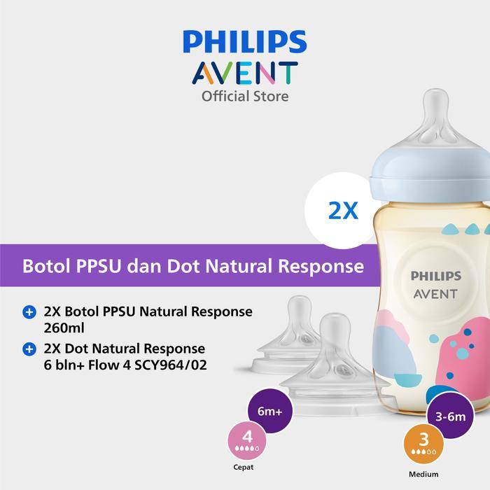 Philips Avent | Botol Susu Bayi | PPSU|260 ml | Twin | SCY943/02 + Teat Natural 3.0 3M+ SCY964/02