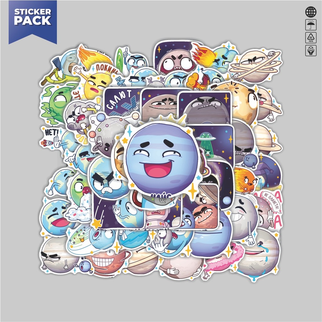 

[100PCS]Stiker Pack Stiker Parade Of Planets Aesthetic Vinyl Anti Air Dekorasi Sticker Laptop Buku Journal Koper Helm Casing HP Gitar Helm Skateboard