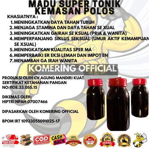 

Best Promo madu super tonik kemasan polos tanpa label isi 60ml madu stamina pria RAHASIA PRIA PERKASA ORI orii (0) Satu
