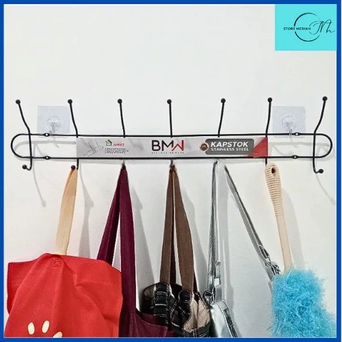 Gantungan Baju Dinding Stainless / Kapstok / Stainless Besar 7 kait