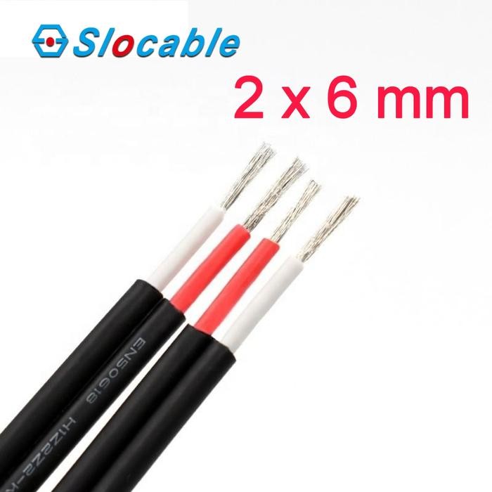 Slocable PV Cable Twin Core 2x6mm 2x 6mm PV-1F Kabel Solar Panel Terlaris