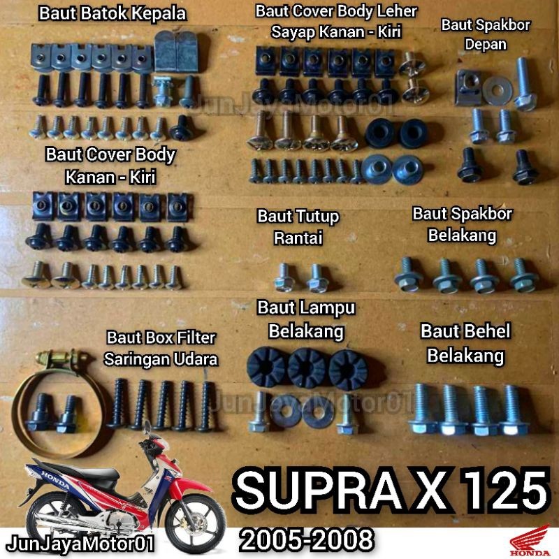 COD / Promo / original / Baut Lengkap Full Set Body Honda Supra X 125 Lama / Baut Lengkap Fullset Bo