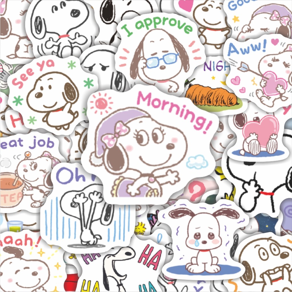 

100PCS Lucu Stiker Kartun Snoopy V39 Stiker Aesthetic Stiker Anti Air Stikers Berperekat Waterproof sticker decal buat Motor Helm Buku Journal Koper Casing HP Laptop Botol Minum Hadiah anak