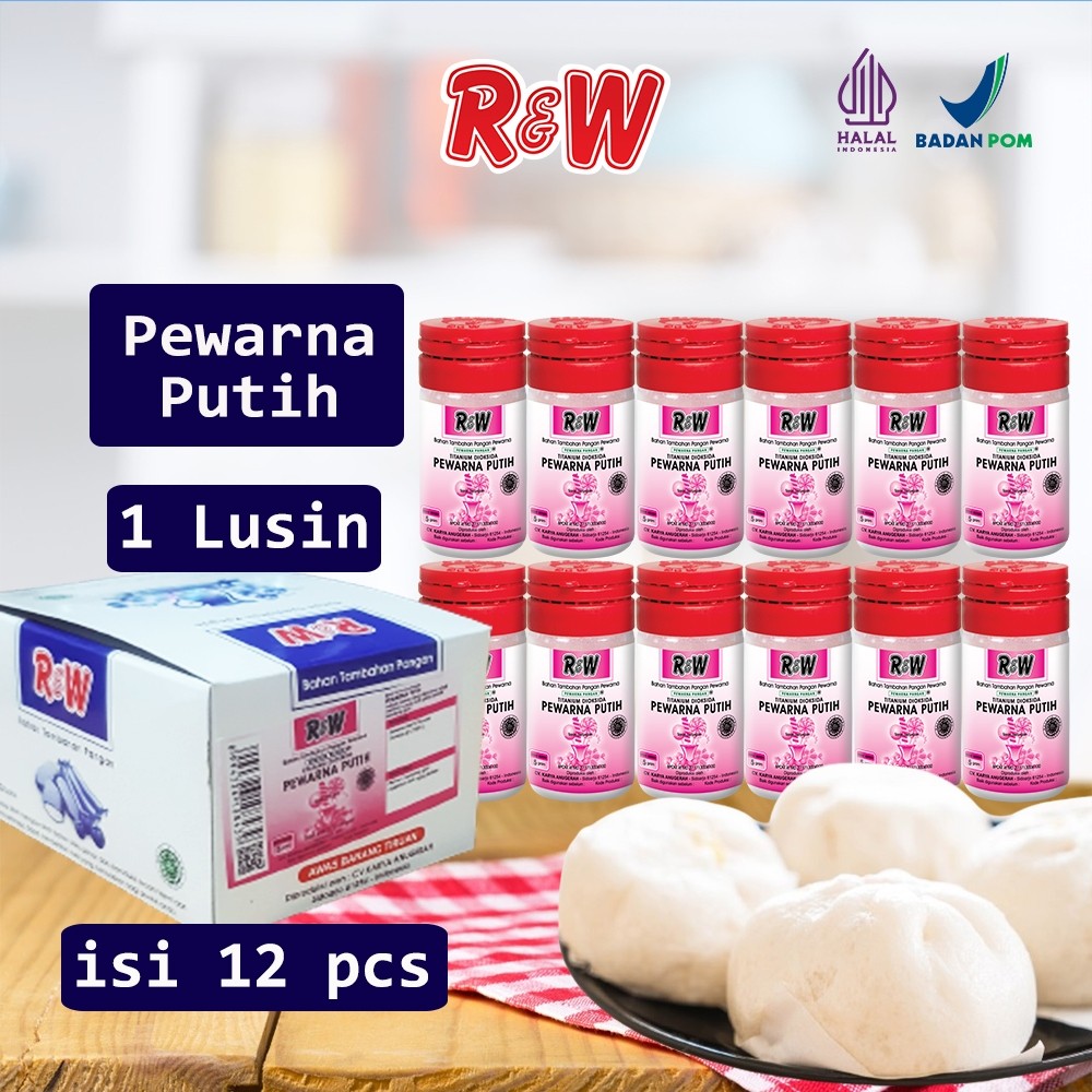 

Pewarna Putih Pemutih Makanan Rajawali R&W RW 5 g 1 Lusin