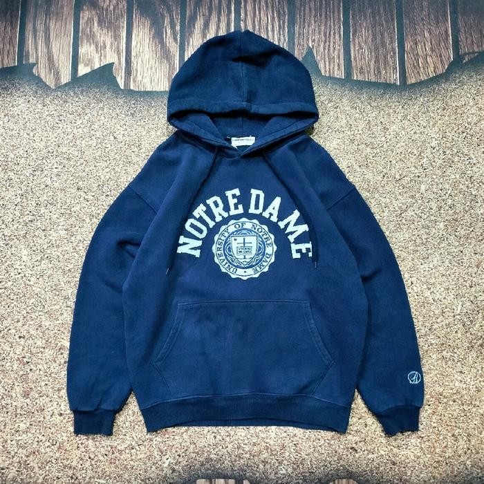 pullover hoodie navy BLESS YOU NOTRE DAME big logo bordir jemper murah bagus size XL