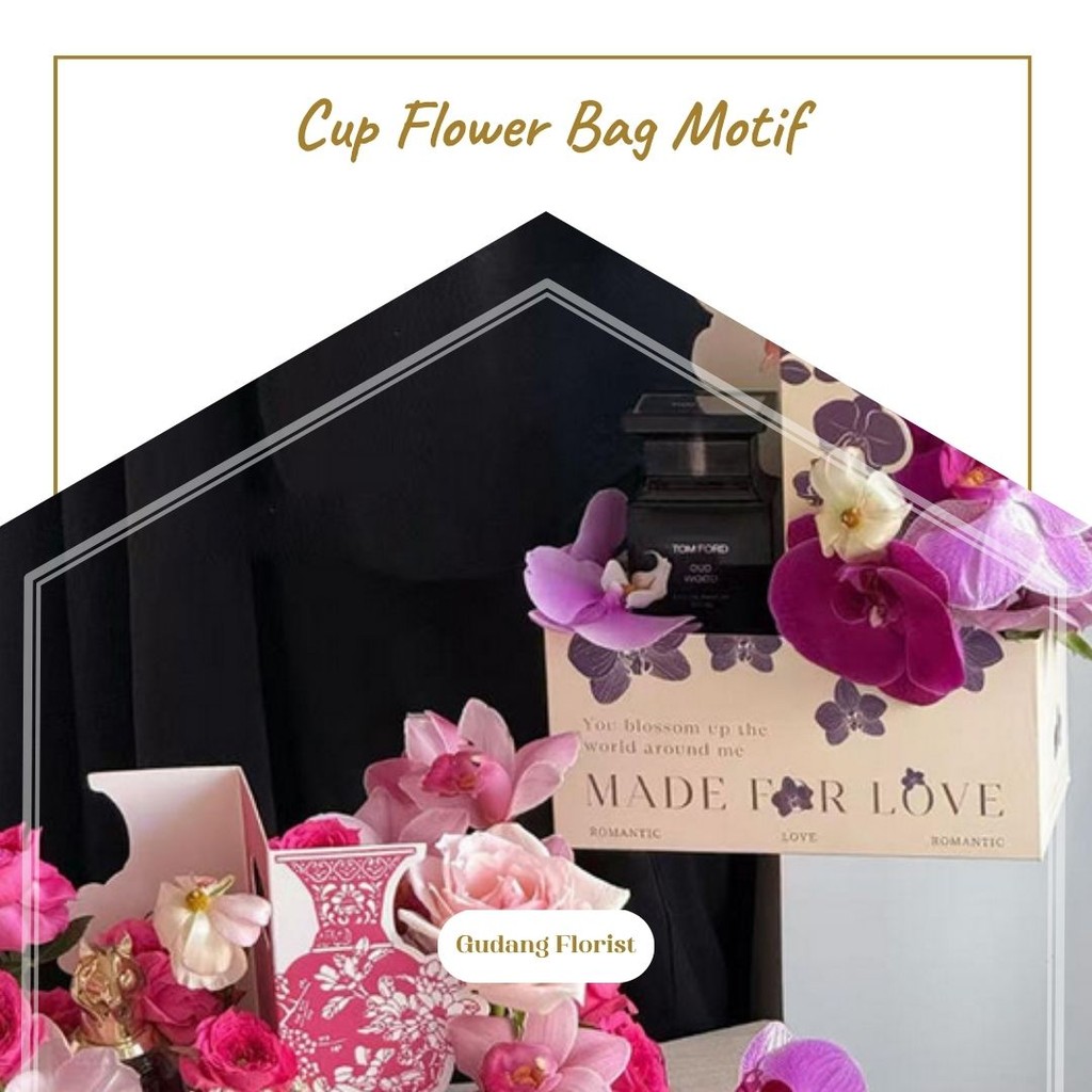 

CUP FLOWER BAG MOTIF / KERANJANG BUKET BUNGA / AKSESORIS BUKET / FLORIST BAG SUPPLY / FLOWER BASKET / PLASTIC BAG