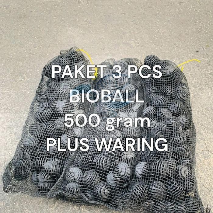 Paket bioball plus waring 500 gram 3 pcs / bioball plus waring / bioball / media filter koi / media 
