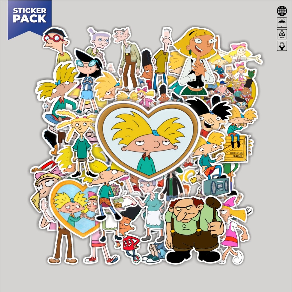 

[100PCS]Stiker Pack Stiker Kartun Hey Arnold Aesthetic Vinyl Anti Air Dekorasi Sticker Laptop Buku Journal Koper Helm Casing HP Gitar Helm Skateboard