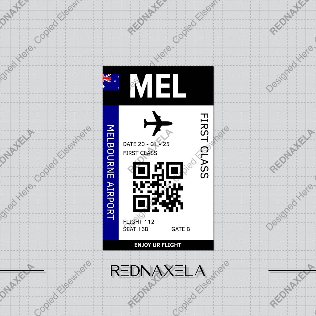 

Stiker Vinyl Airplane Ticket MEL Travel Suitcase Sticker