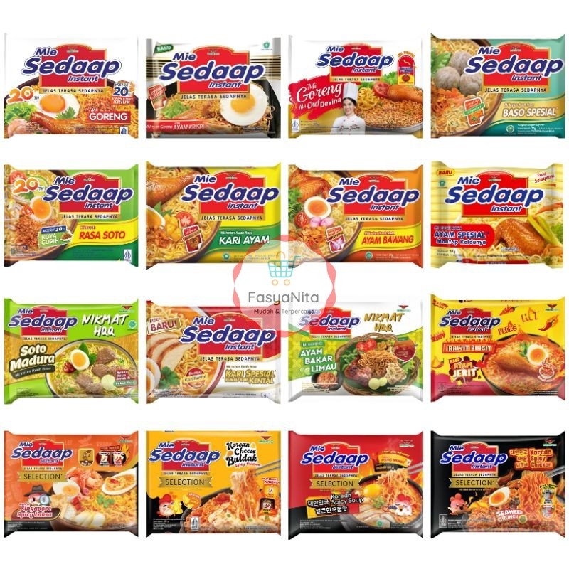 

Sedaap Mie Instant Aneka rasa baru korea keju buldak spicy soup goreng laksa soto Madura kari bakar limau rawit bingit ayam jerit devina - Fasyanita Online Fresh Mart Denpasar