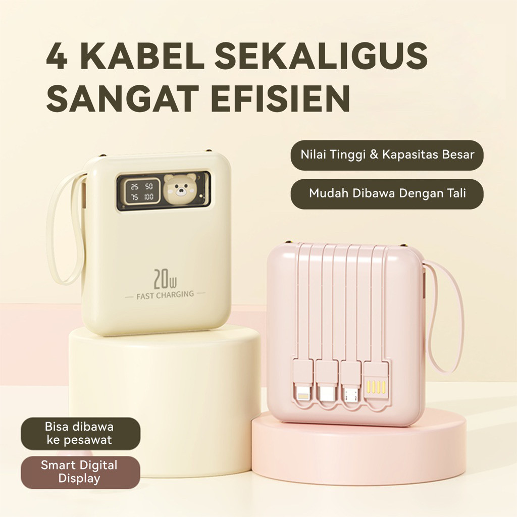 Powerbank Murah Lucu Mini 20000mAh Power Bank Stay Connected Pawer Bank Original 100% Ori Long-Lasti