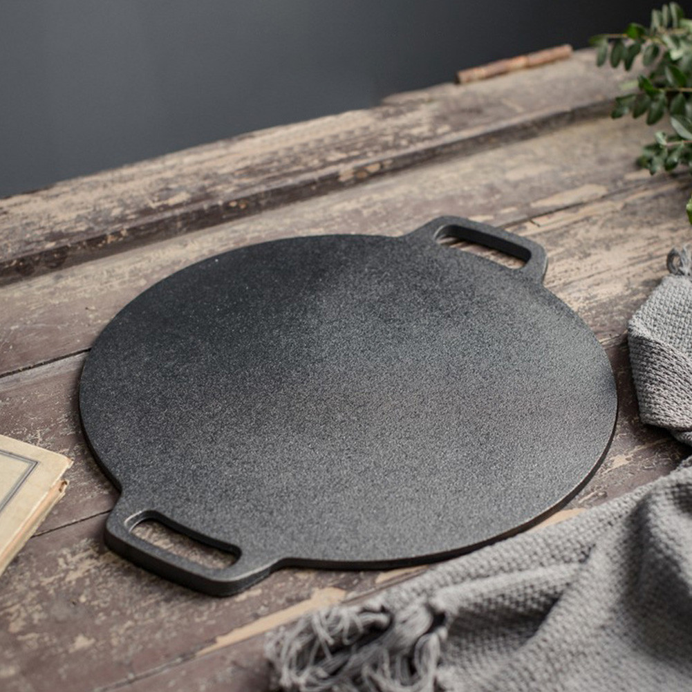 10.2/11/11.8/12.6/13.4 Inch Grill Pan with Handles BBQ Griddle Non Stick Cast Iron Round Griddle for