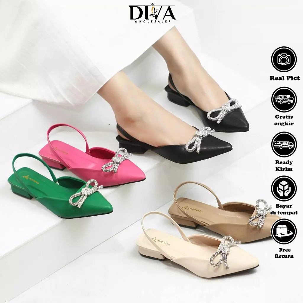 ZABRIN.ID  Sandal Wanita Heels slop Mutiara ZR 01