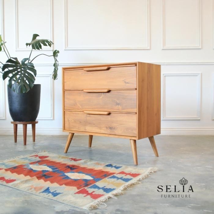 Selia Furniture Diana Drawer 3 Laci - Drawer Kayu Jati Solid Minimalis