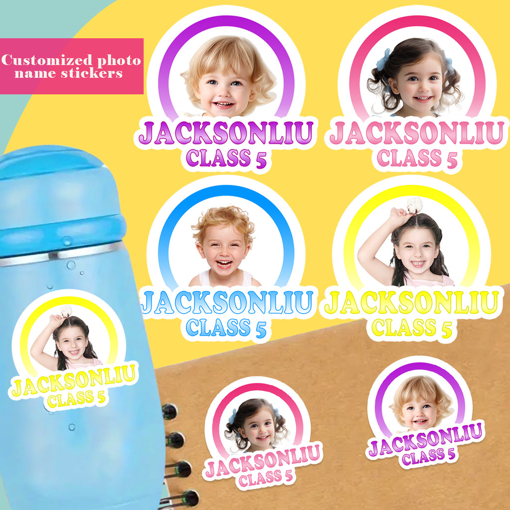

Children's name stickers, custom photo stickers for kindergarten and primary school opening,waterproof and non-fading labels ZP1