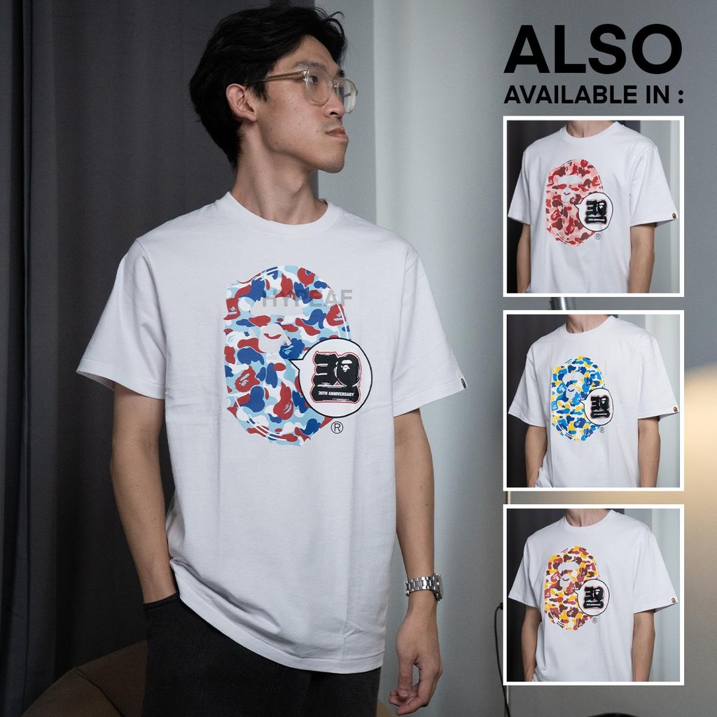 BAPE Store Bape 30th Anniversary Ape Head Tshirt Tee Authentic / Baju Kaos BAPE Original