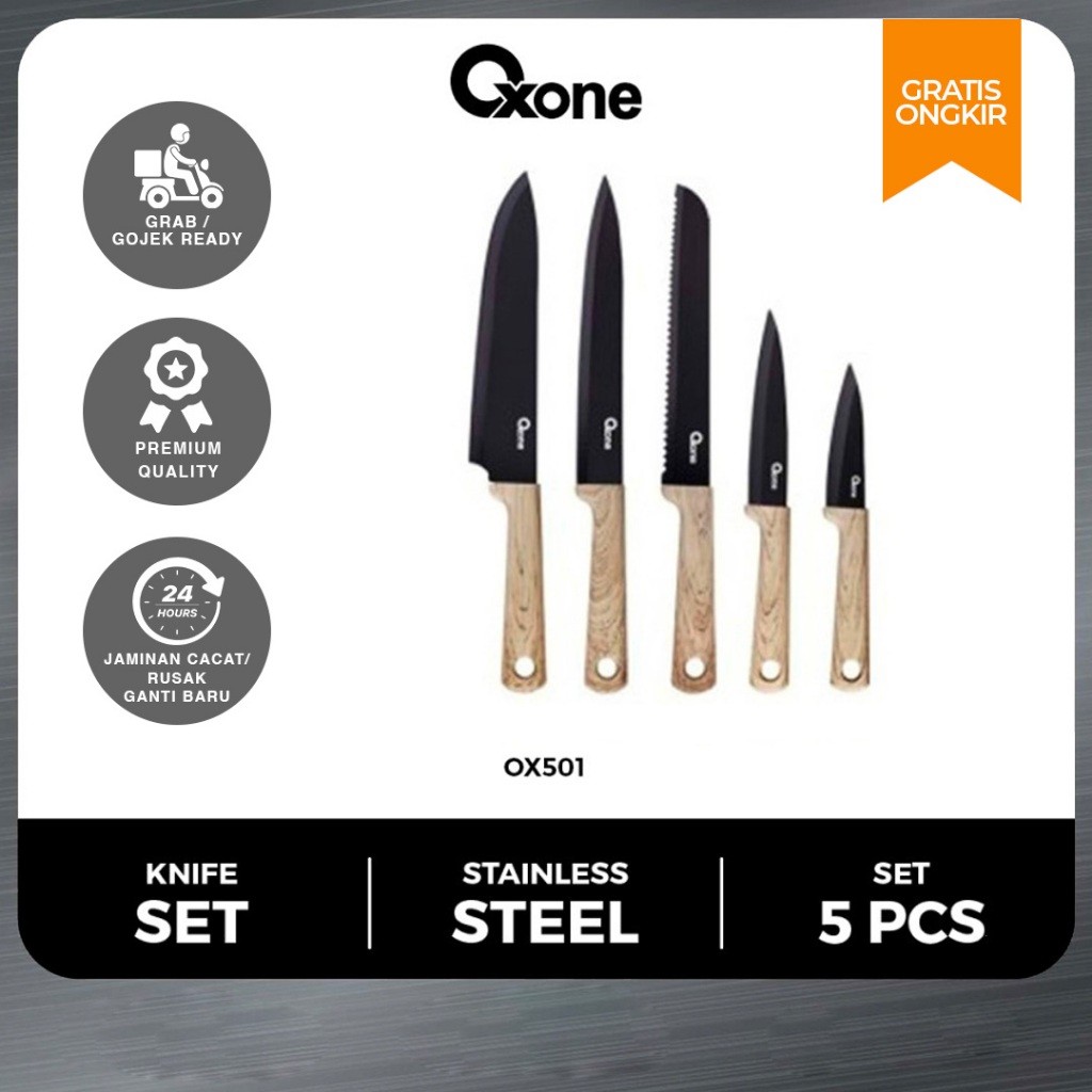 DISKON Oxone OX501 Knife Set Pisau Set Tajam Kitchen Tools Berkualitas ORI