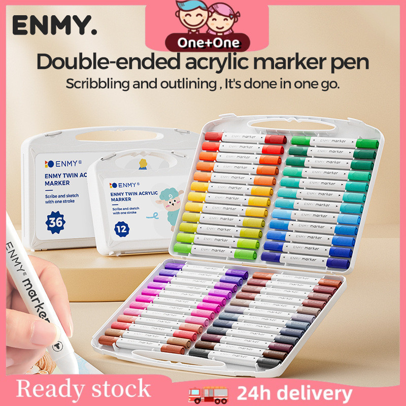 

【Ready stock】COD ENMY Marker Acrylic Set 24/36/48/60 Warna Twin Acrylic Marker Yang DIY Painting Spidol Pastel Pulpen Highlight Drawing Warna spidol warna warni Spidol Akrilik Marker