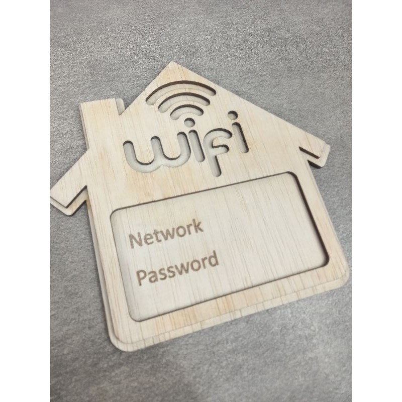 Wifi Sign Rumah Estetik Plywood |Tanda Wifi Dalam Rumah/Cafe Free Laser Data Password