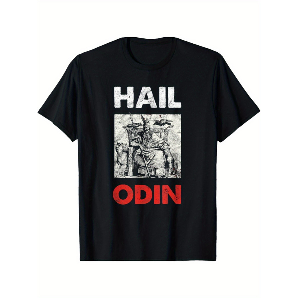 Kaos Pria Odin Viking Dewa Nordik Mitologi Kapas Hitam