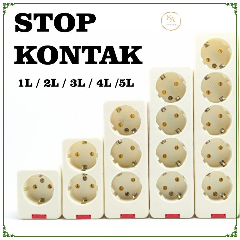 Stop Kontak Arde 2/3/4/5 Lubang / Terminal Kuningan/ Colokan Listrik SNI