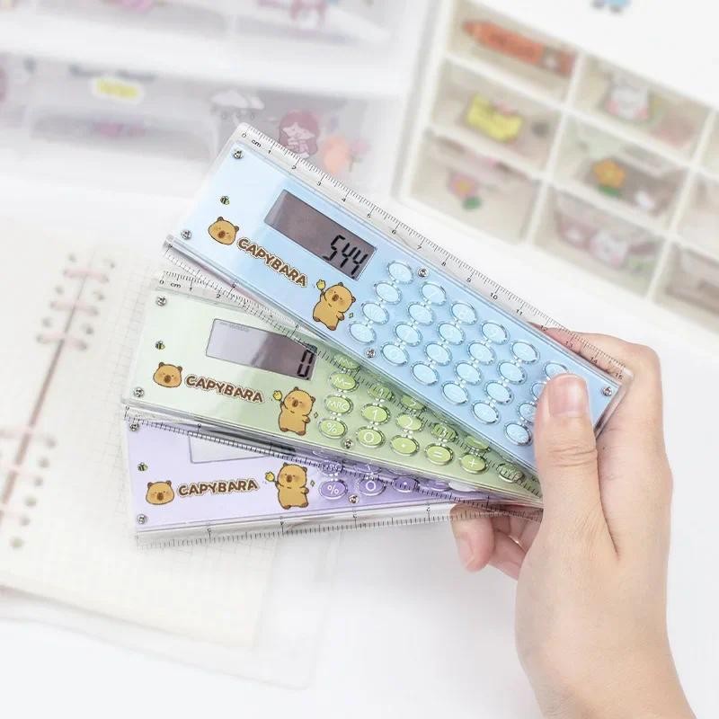 

Mini Portable Double-Sided Electronic Calculator Ruler Student Stationery Gift Compact Size Dual Functionality Chinese Origin