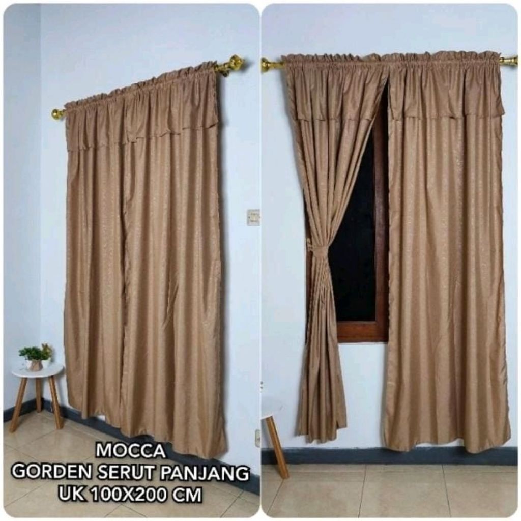 Gorden jendela polos model serut poni Bahan katun micro Hordeng jendela kecil minimalis