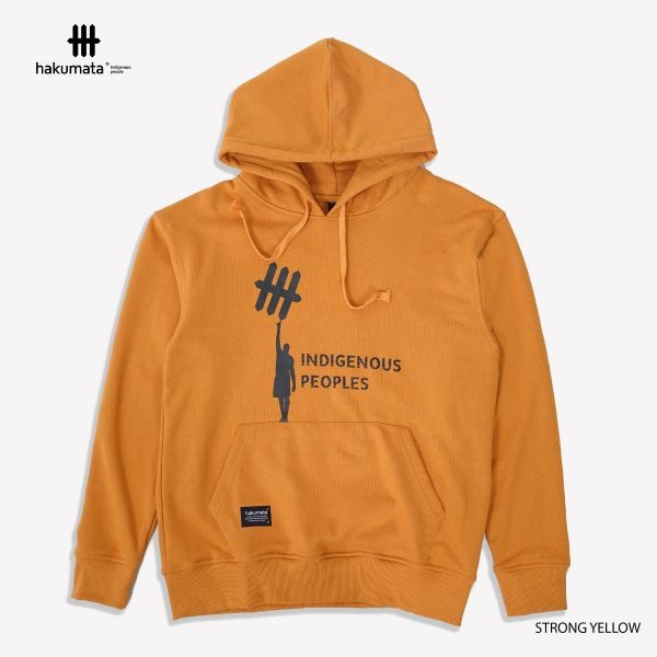 Hakumata - Poh Strong - Sweater Hoodie Pria - Jaket Pria Katun Terry Pullover Hoodie Kuning