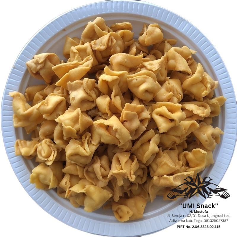 

Pangsit kering rasa udang isi 250gr cemilan gurih renyah